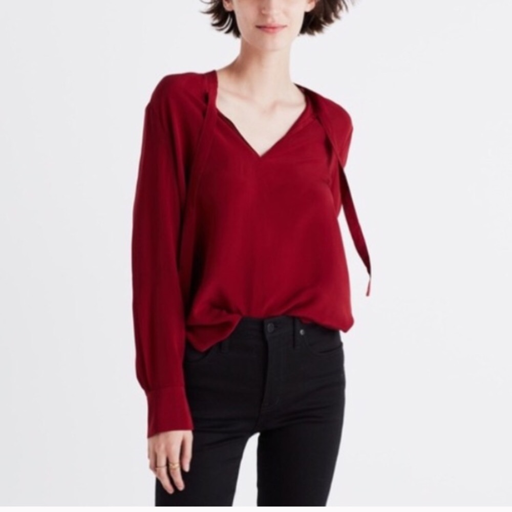 RESERVED   Madewell Tie-neck Top 100% Silk